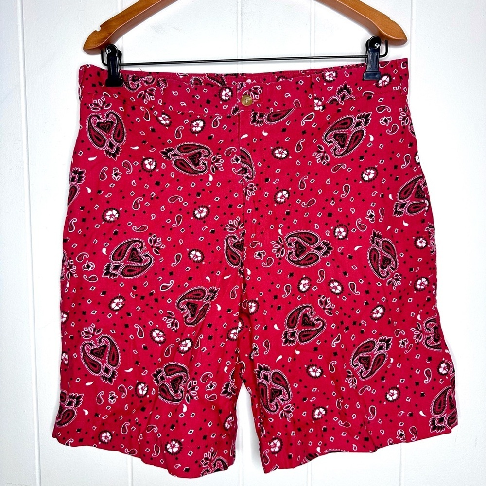 NWT Bills Khakis Red Paisley BANDANA Casual Shorts